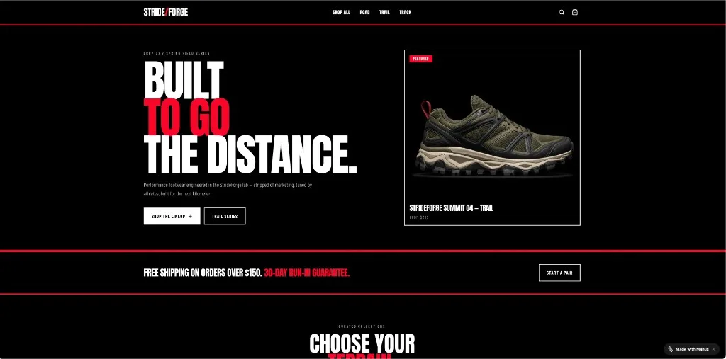Stride/Forge — MintMerchs performance footwear shop preview